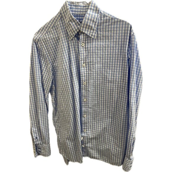 Van Laack Other - VAN LAACK Shirt Mens Medium Blue  & White Gingham Check